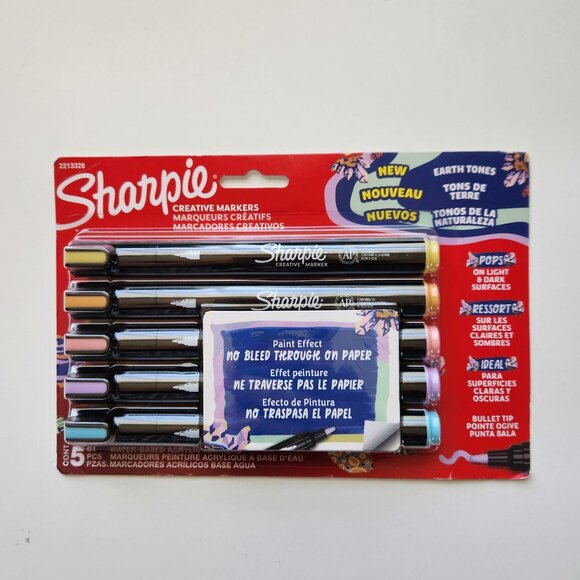 Sharpie Creative Markers, Earth Tones 2, Water-Based Acrylic Markers, Bullet Tip - Picture 1 of 6
